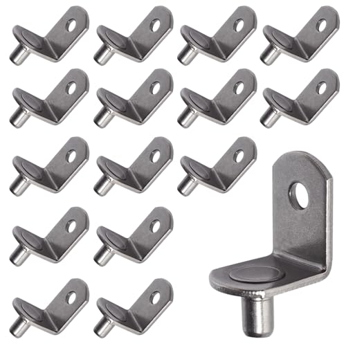 SDTWZW 5mm Shelf Pegs L-Shaped Cabinet Support Pins Bracket Style Clips for Bookcase Kitchen Closet Shelves Holders 16 PCS Gun Metal
