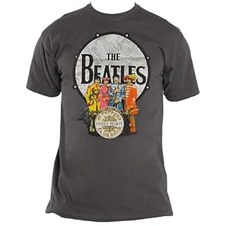 The Beatles T-Shirt SGT Pepper Drum Logo Official Men’s Charcoal Grey - Les Beatles, Paul McCartney, John Lennon, RIngo Starr, George Harrison The Beatles T-Shirt SGT Pepper Drum Logo Official Men's Charcoal Grey – Image 4