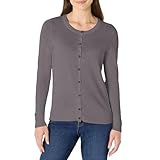 Amazon Essentials Women's Lightweight Crewneck Cardigan Jumper (Available in Plus Size), Charcoal Heather, M