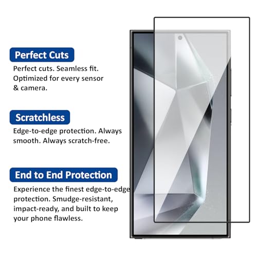 Image of AIBEX Military-Grade Tempered Glass Screen Protector Compatible for Samsung S24 Ultra with Case Friendly, Anti-scratch Edge to Edge Coverage and Easy Installation kit