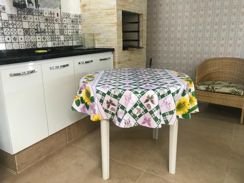 Genérico, Toalha Mesa Redonda Térmica Imperm Garden 1,38 Diâmetro Nome do desenho:Garden Jardim;Cor: