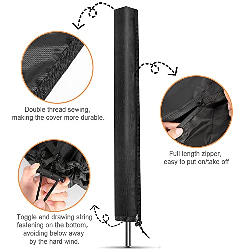 Fageny Premium Waterproof Rotary Line Cover with Full Length Zipper, Outdoor Dryer Cover for Rotary Airer, Universal Fit (Black, 165x16x16cm) - Image 2