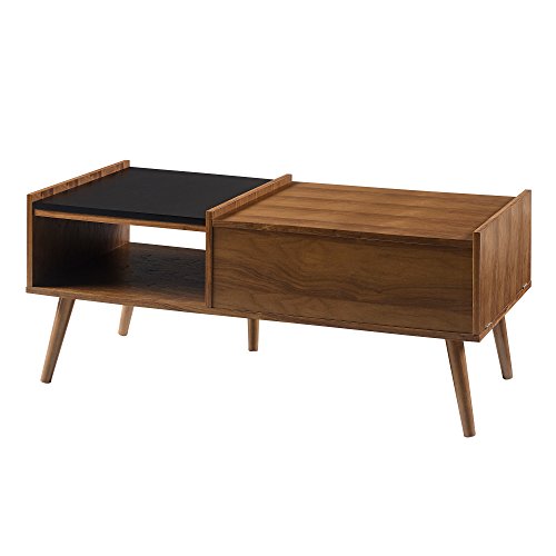 Versanora - Bloccare Coffee Table - Walnut/Black #TOP7