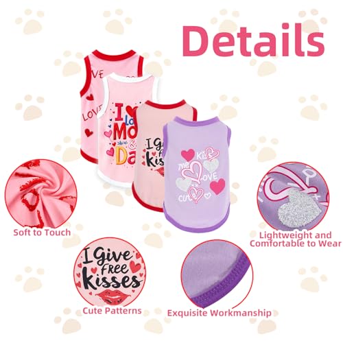 Topbuti 4 Pack Dog Shirts Summer Pet T Shirts Puppy Clothes Dog Clothing Breathable Cat Sleeveless Vest for Small Dogs Cats (Medium, Love) - Image 3