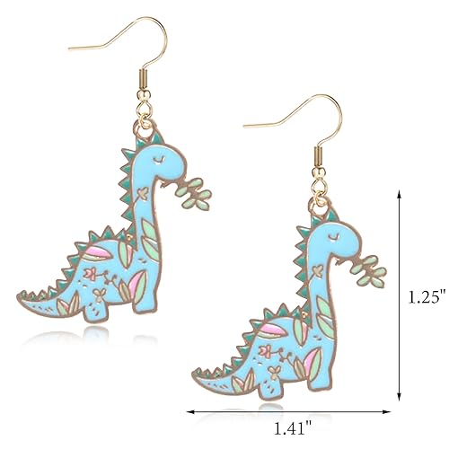 Cute Dinosaur Drop Earrings for Women Funny Dinosaur Earrings Dino Animal Dangle Earrings Blue Lovely Animal Dangling Earrings Birthday Gifts for women 7