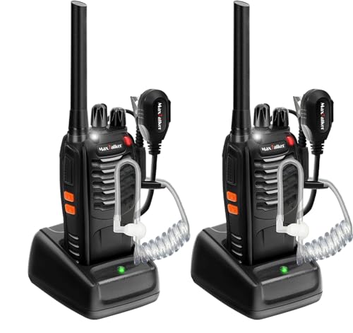 MaxTalker MT-8S Walkie Talkie Aufladbar für Erwachsene Kinder Funkgeräte, Lizenzfrei PMR446 Funkgeräte, Funkempfang 16 Kanäle, Mit Headset und 1500mAh Lithium-Ionen-Akku (2 Stück)