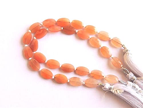 LKBEADS Brzoskwiniowy kamień księżycowy owalny fasetowany bardzo wysokiej jakości owalne koraliki 18 cm długi sznurek 7-11 mm