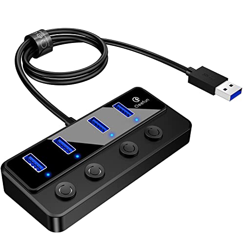 USB Hub 3.0, 4-Port USB 3.0 Hub, Qeefun USB Hub with 2ft Extended Cable, USB Adapter USB Extender USB Port Expander USB Hub for Laptop, PC, USB Flash Drives, and More