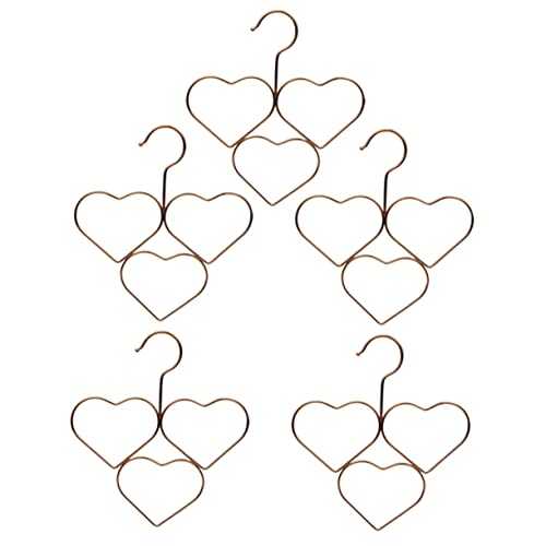 FONDOTIN 5Pcs Decorative Heart Hangers Space Saving Multi Scarf and Neckties Storage for Tidy Wardrobe Organization Finish