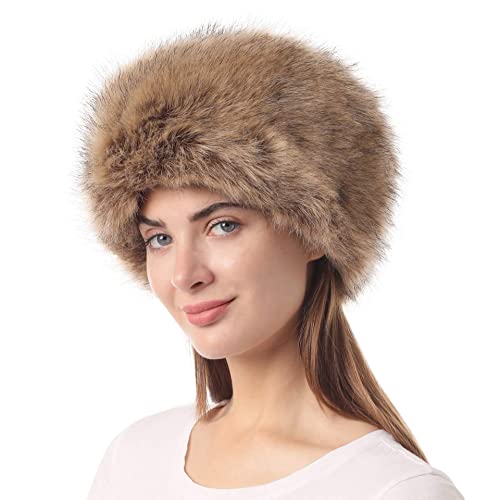 LA CARRIE Women's Faux Fur Hat,Collar,Scarf,Wrist Cuffs 3 PCS Set for Cold Winter2