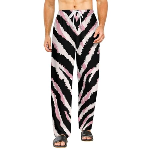 Vêtements de nuit femme avec poches et pantalon long doux à rayures roses S
