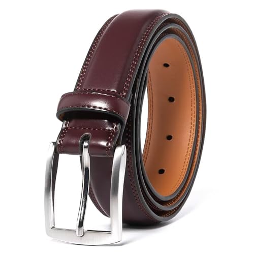 Men's Genuine Leather Belt Classic Design for Suits, Jeans, Work, Business Dress Belt for Men with Prong Buckle