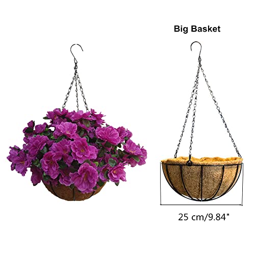 Mynse Flo Artificial Flower Hanging Basket For Home Market Outdoor Decoration Hanging Silk Flowers Basket With Artificial Azalea Flowers Purple (Big Basket And Artificial Flowers) Flo #TOP4