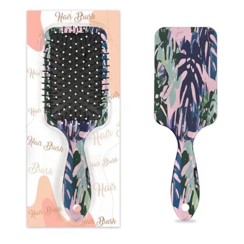 Cepillo para desenredar el cabello para mujeres y hombres, cepillo flexible de cerdas suaves (hojas de palma de camuflaje)