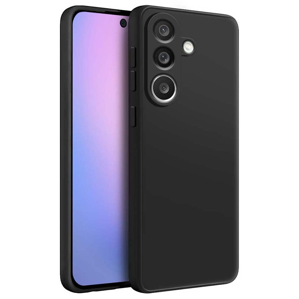 Image of Fashionury Liquid Silicon Back Cover for Samsung Galaxy M56 5G | Camera Protection | Inner Velvet Fabric | Anti-Fingerprint | Ultra Slim Case (Black)