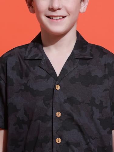 Image of Li'l Tomatoes Boys 100% Cotton Night Suit | Summer Printed Shirt & Shorts Set | Soft & Breathable Sleepwear | 9-16 Years