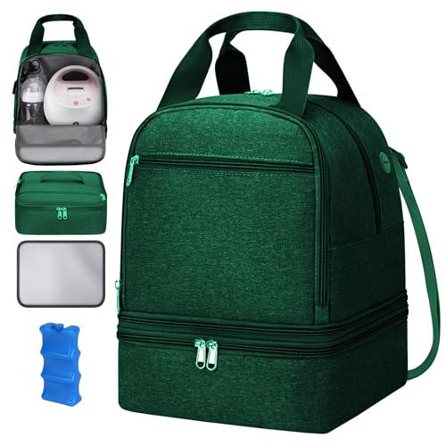 Image of OCKLILY Pump Bag for Spectra S1 S2, Wearable Breast Pump Bags with Ice Pack, Pumping Bag with Waterproof Mat for Pump Accessories, Insulated Bottle Bags for Work Travel and Family, Green