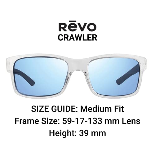 Revo Sunglasses Crawler: Polarized Performance Rectangle Sport Wrap Frame, Clear Crystal Frame with Blue Water Lens - Thumbnail 2