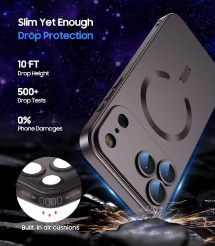 Image of DIZORO Magnetic Case for (iPhone 17 Pro) Case [Compatible with MagSafe][Built-in Camera Lens Protector] Slim Soft Silicone Bumper Shockproof Metallic Luster Back Cover Phone Case (Coffee)