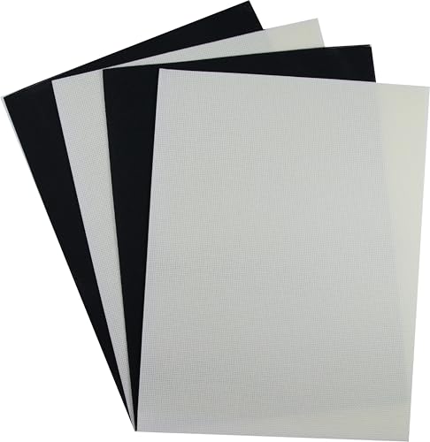 Image of KCS 4 /6 pc of 12 inch x 18 inch(30cmx45cm) 18CT Counted Cotton Aida Cloth Cross Stitch Fabric (4 pc, Antique White+Black)