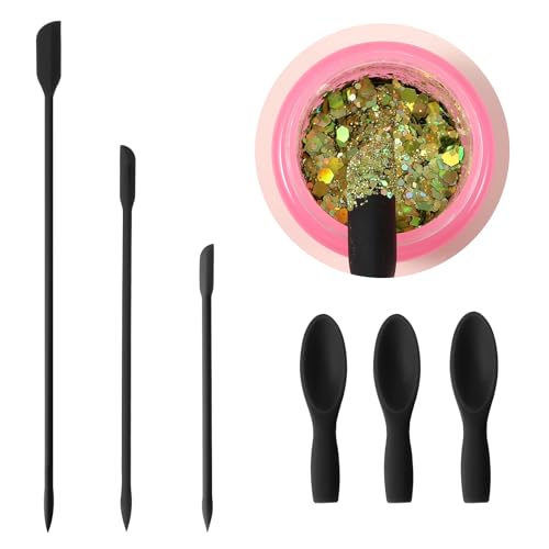 Classicseali Lot de 3 spatules cosmétiques en silicone - Pour crème, lotion de beauté, confiture, bouteille étroite - Réutilisables - Petites cuillères...