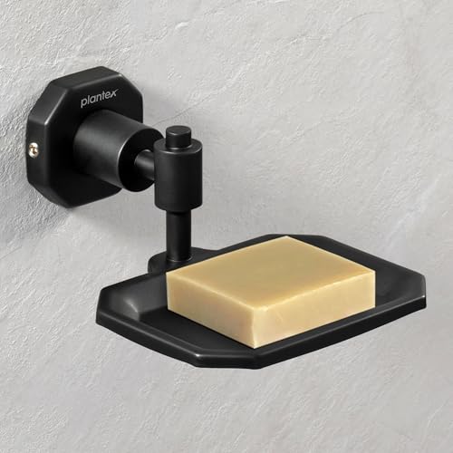Image of Plantex 304 Grade Stainless Steel Soap Holder for Bathroom /Soap Dish /Soap Stand for Kitchen Sink /Soap Case /Bathroom Accessories- Nipron (Black)