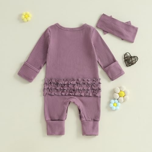Newborn Baby Girl Clothes Daddys Girl Long Sleeve Romper Jumpsuit with Headband Preemie Coming Home Outfit4