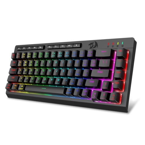 Redragon Portable Wireless Gaming Keyboard, Bluetooth/2.4GHz/USB-C Wired, RGB Backlit, 60% Mini Quiet Macro Membrane Keyboard, Rechargeable 4000mAh Battery, Anti-Ghosting for Win/MAC