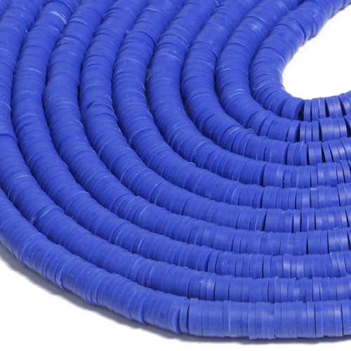 THRELE 3600pcs Clay Beads for Bracelets Making 10 Strands Flat Round Polymer Blue Clay Beads 6mm Spacer Heishi Beads for Jewelry Making Earring Necklace