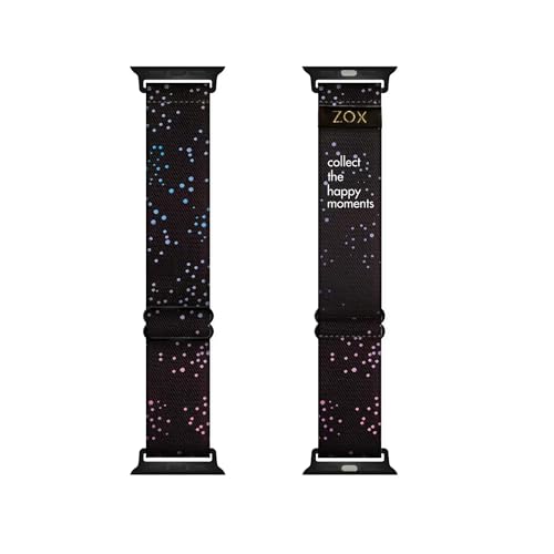 ZOX Apple Watch Band Collect the Happy Moments | Soft Adjustable Elastic Band with Motivational Affirmations and Beautiful Artwork Gifts for Men Women & Teens (40/41/42 MM)