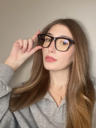 Image of VISOONE Square Blue Light Blocking Glasses TR90 Clear Lens for Women Men BONA
