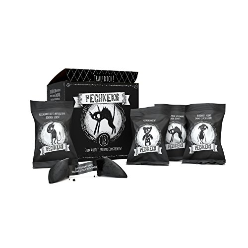 Pechkeks Designbox mit 13 Stück - zum Austeilen und Einstecken! Schwarze Kekse - Schwarzer Humor. Der dunkle Zwilling vom Glückskeks