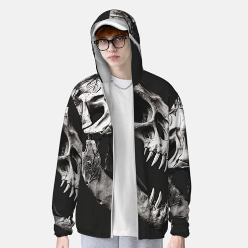 Chaqueta ligera de manga larga con capucha y estampado de dinosaurio miniatura 2