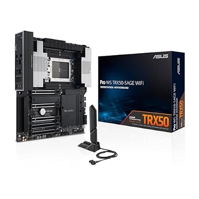 ASUS Pro WS TRX50-SAGE WIFI CEB Workstation motherboard, AMD Ryzen Threadripper PRO 7000 WX,ECC R-DIMM DDR5, 36 power-stage, WiFi 7,PCIe 5.0 x 16,PCIe 5.0 M.2, 10 Gb and 2.5 Gb LAN, multi-GPU support.
