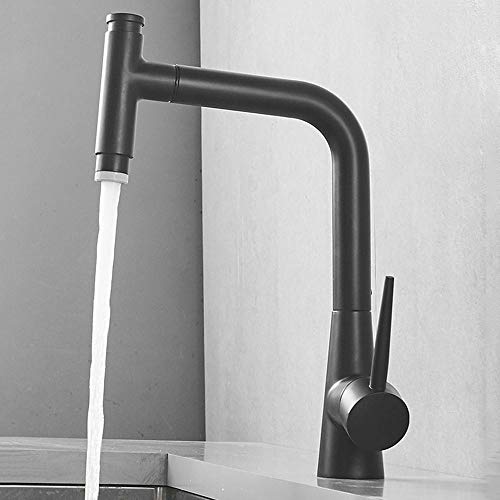 Robinet de cuisine avec douchette extractible 2 modes jet puissant et mitigeur noir