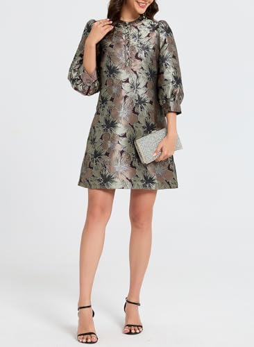Image of Ladyful Women's Floral Jacquard Dress Cocktail Mini Shift Dresses