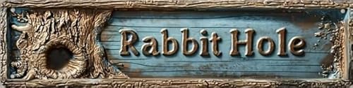Rabbit Hole Vintage Metal Sign, Gothic Wall Decor, 16x4 inches,
