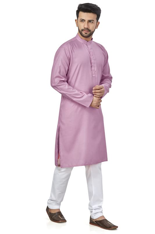 Be Active 100% Cotton Stylish Trendy Solid Pattern Full Sleeve Comfortable Men's Kurta Pyjama Set Gives Rich Look Rfsk0001_33_Set_M Lavender