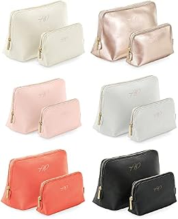 Print Maniacs Personalised Makeup Bag Cosmetics Toiletry Brushes Organisers Bag Multi-Purpose Purse Boutique Accessory Case Leather Look Bag Any Initials Gift for Her (Script Font)