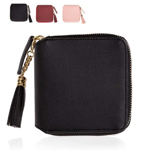 YooGeek Damen Geldbörse Schwarz, PU Leder, 11 x 10 x 2.5 cm,...