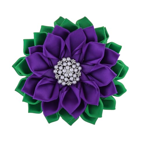 Image of Purple Green Corsage Flower Delta Violet Pin Greek Women Sorority Servcie Lady Soror Brooch Jewelry