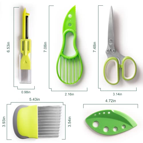 Herb Scissors For Kitchen, Augvo Leaf Herb Stripper Stainless Steel 5 Blade Kitchen Shears Fruit Peeler Green Onion Slicer Potato Cutter For Chopping Chive, Vegetables, Salad, Parsley, Herb Tool Set #TOP6