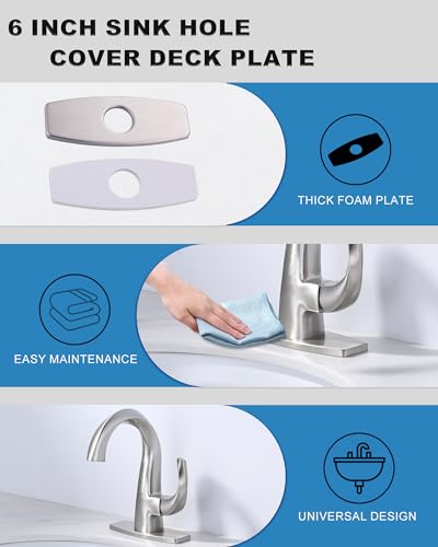 Plaque de base solide pour lavabo et rosace robinet nickel brossé - 6
