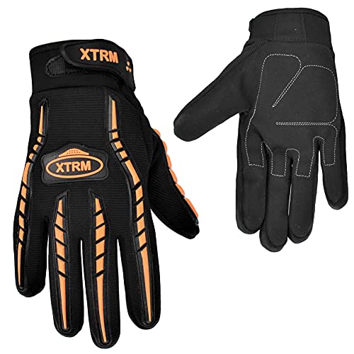 XTRM Guantes de Motocicleta MX para Adultos, Color Negro y Naranja, BMX, Pit ATV Trail Mini Bike Safety Wear (S)