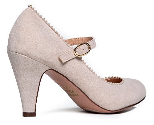 J. Adams Honey Heels for Women - Round Toe Scalloped Edge Retro Mary Jane Pumps - Vintage Mary Jane Heels for Women - Image 3