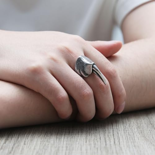 HZMAN Dragon Claw Ring for Men Stainless Steel Gothic Punk Brawny Claw Ring Halloween Jewelry Gift2