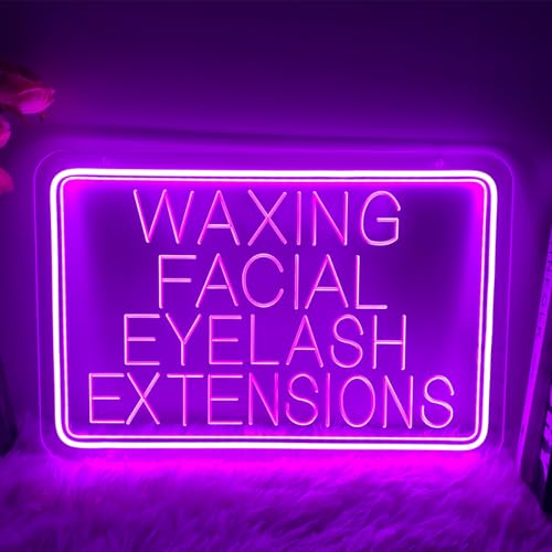 Image of Waxing Facial Eyelash Extensions Neon Sign For Wall Decor 3D Art Carving Design Indoor Bedroom Led Neon Signs Backdrop Flex Christmas Party Wedding Living Room Birthday Gift(Purple,USB,15.7IN)