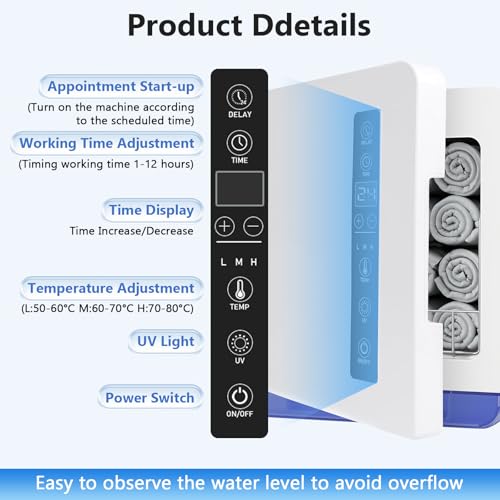 Towel Warmer, Towel Heater Cabinet, Heated Towel Steamer Quick Heating Towel Warmer with Towel Clip Fast Heating to 80℃, Large Capacity Beauty Towel Warmer for Spa, Facials, Shaving (White)