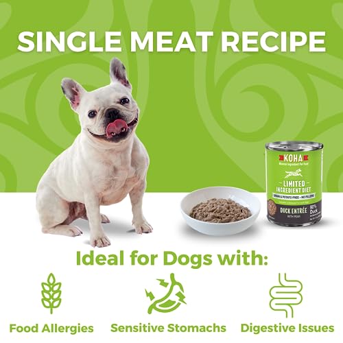KOHA Limited Ingredient Diet Duck Entrée for Dogs – Sensitive Stomach Canned Dog Food – High Protein, No Fillers Pate Dog Food – 13 oz Pack of 12 KOHA Limited Ingredient Diet Duck Entrée for Dogs – Sensitive Stomach Canned Dog Food – High Protein, No Fillers Pate Dog Food – 13 oz Pack of 12