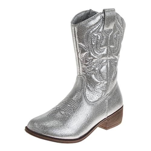 KENSIE GIRL Cowboy Boots Kids - Mid Calf Western Shoes Cowgirl Riding Shoes Square Toe For Toddler/Little Kid/Big Kid Sizes (pink, white black tan)